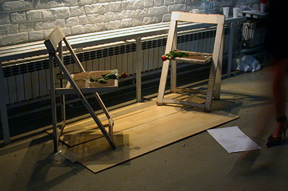 Instalacija Tri sobe, galerija SC, (s D. Friščićem i F.Rogićem), Zagreb, 2003.