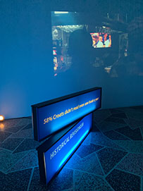 Top secret 2.8, instalacija 400x400 cm, 2 videa, galerija Greta, i skupna izložba Kad spomenici ožive, Prosvjeta, Zagreb, 2019.