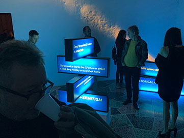 Top secret 2.8, instalacija 400x400 cm, 2 videa, galerija Greta, i skupna izložba Kad spomenici ožive, Prosvjeta, Zagreb, 2019.